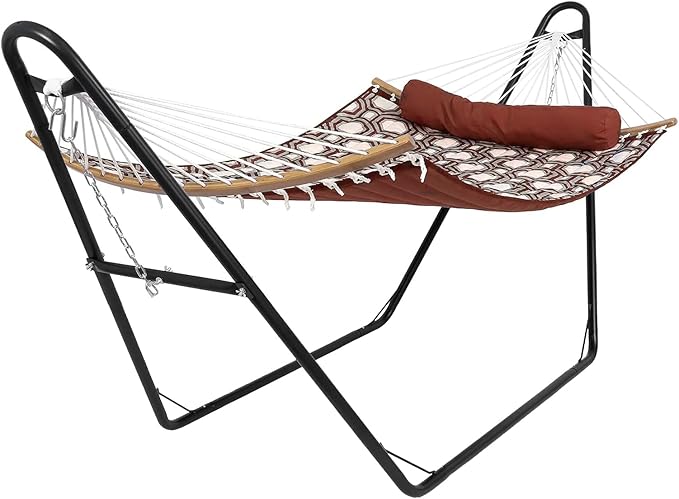 GarveeLife Heavy-Duty Steel Hammock Stand, 130 * 40 * 51 in for 2 People, Portable Design, for 9.5 to 14 ft Hammocks, Ideal for Outdoor Balconies, Porches, Patios, Decks and Backyards