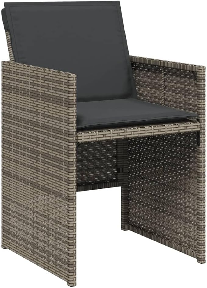 17-Piece Gray PE Rattan Outdoor Patio Dining Set with Cushions, Foldable Chairs & Acacia Wood Table for Backyard Garden Balcony Porch