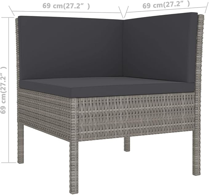 Patio Lounge Set with Cushions,Patio Furniture Sets,Patio Conversation Sets,Outdoor Furniture Sets,for Garden,Backyard,Outdoor,11 Piece Poly Rattan Gray