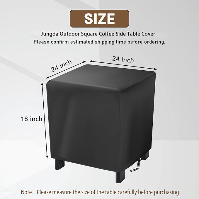 Outdoor Square Coffee Table Cover,24 Inch Patio Small Side Table Cover Waterproof,for Outside Patio Furniture - 24 x 24 x 18 Inch