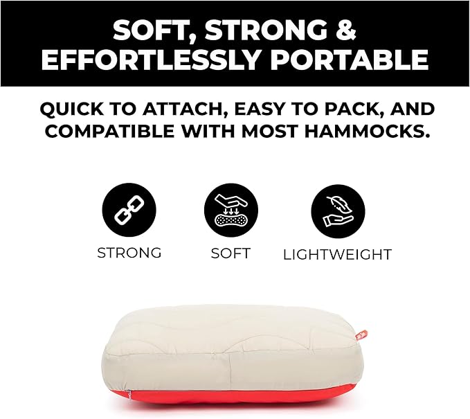Grand Trunk Siesta Hammock Pillow | Lightweight & Ultra-Soft Camping Pillow with Adjustable Strap | 40D Nylon Diamond Ripstop | Integrated Stuff Sack | Dune