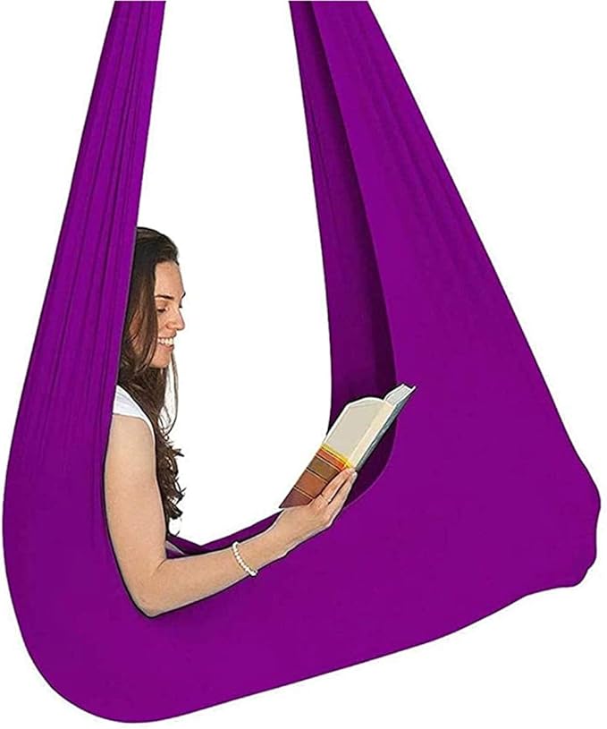Kids Soft Swing Chair Indoor Therapy Swing Cuddle Hammock Autism ADHD Aspergers Children Elastic Parcel Steady Seat Swings Max Load 200KG (Color : Purple, Size : 150 x 280 cm)