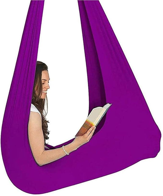 Kids Soft Swing Chair Indoor Therapy Swing Cuddle Hammock Autism ADHD Aspergers Children Elastic Parcel Steady Seat Swings Max Load 200KG (Color : Purple, Size : 150 x 280 cm)