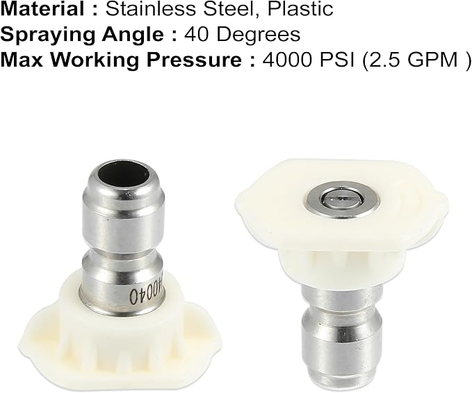 X AUTOHAUX 40 Degrees High Pressure Washer Spray Nozzle Tips Quick Connector White 5 Pcs