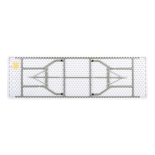 Norwood Commercial Furniture 8' Indoor/Outdoor Folding Training Table, Rectangular Blow-Molded Plastic Folding Training and Event Table, White