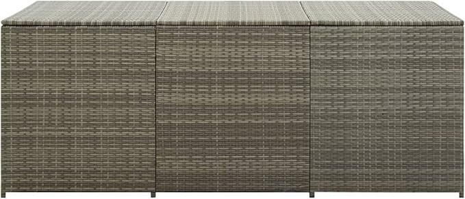 Festnight Patio Storage Box Deck Box for Patio Furniture, Outdoor Cushions, Garden Tools and Pool Toys Poly Rattan 70.9"x35.4"x29.5" Gray
