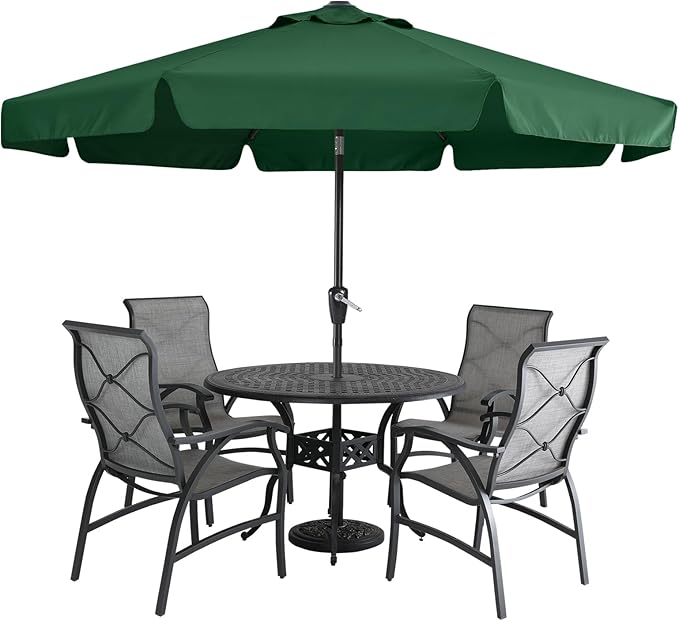 MASTERCANOPY 9ft Patio Umbrella with Valance, Crank and Tilt – 8 Ribs Outdoor Market Umbrella, UV/Fade Resistant, Waterproof Canopy with Wind Vent for Garden, Deck, Backyard, Pool (Forest Green)