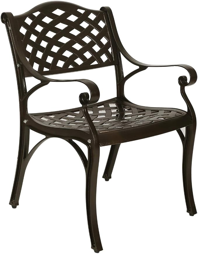 YUSING 5 Piece Patio Bistro Set，Cast Aluminum Antique Copper Outdoor Furniture Round Bar Height Dining Table and Swivel Chairs for Garden, Porch (4 Chair+35" Table)