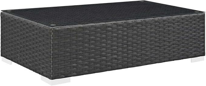 Modway Sojourn Wicker Rattan 5 Piece Outdoor Patio Sunbrella Sectional Set in Canvas Gray