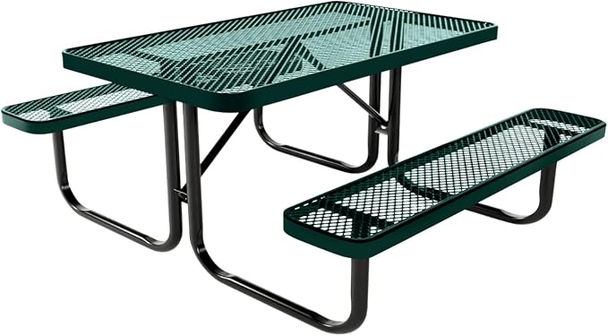 COATEDOUTDOORFURNITURE Heavy-Duty Portable Outdoor Kids Table, Expanded Metal Kids Picnic Table, Commercial-Grade Picnic Table, Made in America (4ft Rectangular, Childrens, Dark Green)