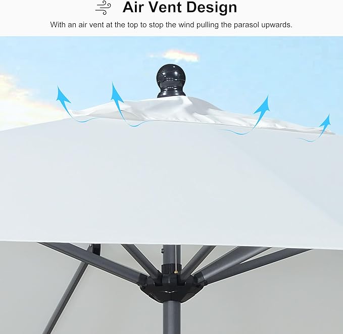 PURPLE LEAF 12' x 9' Patio Market Umbrella Outdoor Table Sun Umbrellas with Crank 8 Aluminum Sturdy Ribs for Pool Deck Backyard Beach White