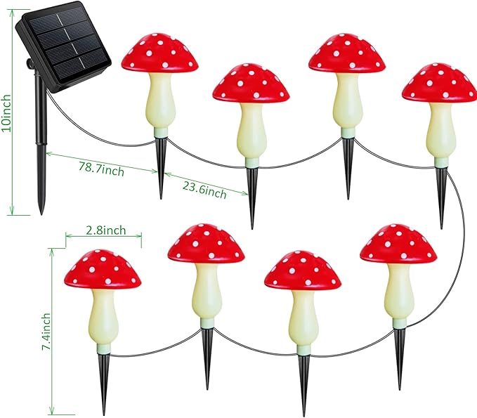 Homeleo 8-Pack Red Mushroom Solar Lights for Outdoor Garden Decor