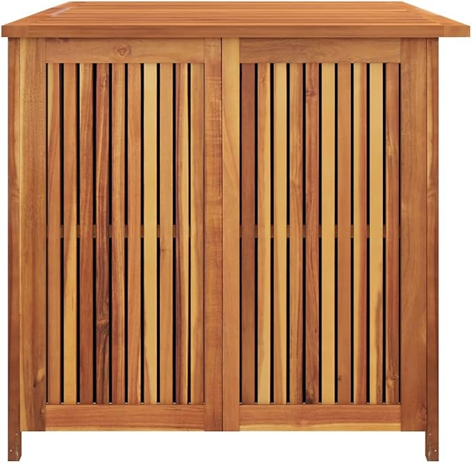 Large Outdoor Storage Box 59.1"x31.5"x29.5" Solid Acacia Wood Deck Box for Patio Furniture Cushions, Waterproof Garden Storage with PE Liner, Multi-Purpose Organizer for Toys Blankets Tools
