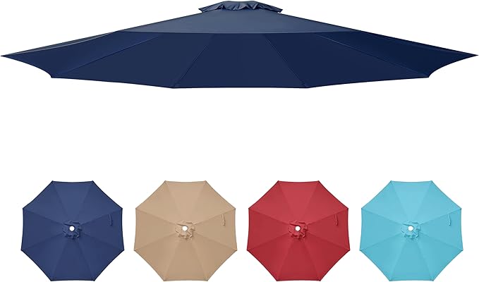 YSSOA 9' Patio Umbrella Replacement Canopy Only for 8 Ribs, Dark Blue