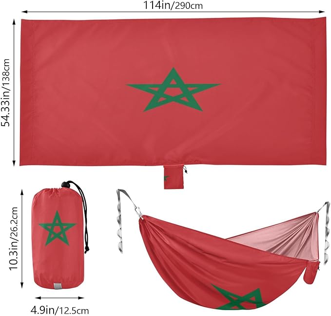 National Flag of Morocco Hammocks with Portabl Carry Bag Backyard Hammock for Indoor Outdoor Patio