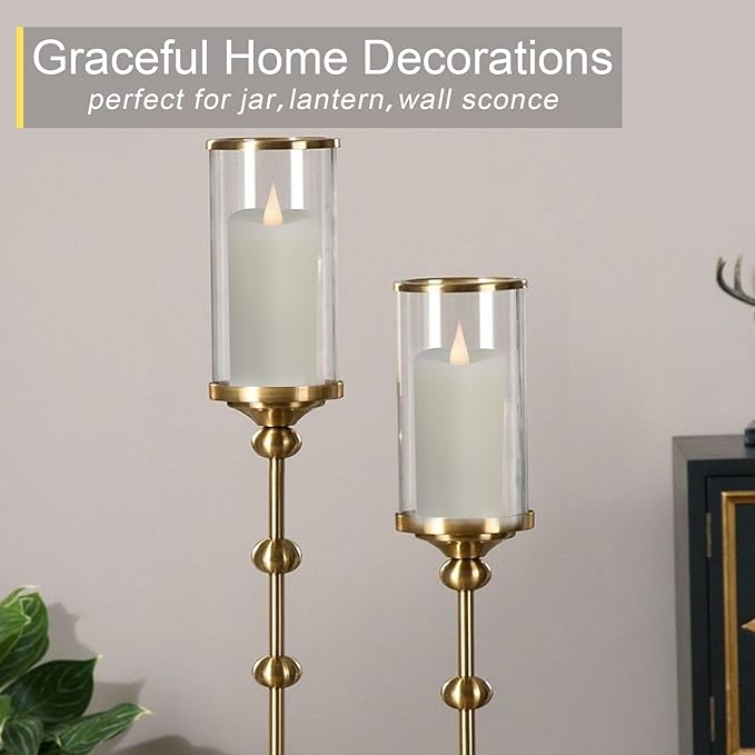 TECHLONG Flickering Flameless Candles with 3D Moving Flame, 6 Pack Battery Operated Candles with Remote Timer, 2" x 4" Ivory Real Wax Pillar Electric LED Candle for Wedding Party