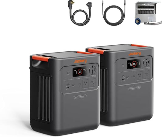 Jackery HomePower 3600 Pro Max Portable Power Station (2-Pack) with MTS & 40A Charging Cable, 4000W 120V/240V AC Output, 7168Wh LFP Battery, Expandable to 21kWh, Essential Home Backup for Outages