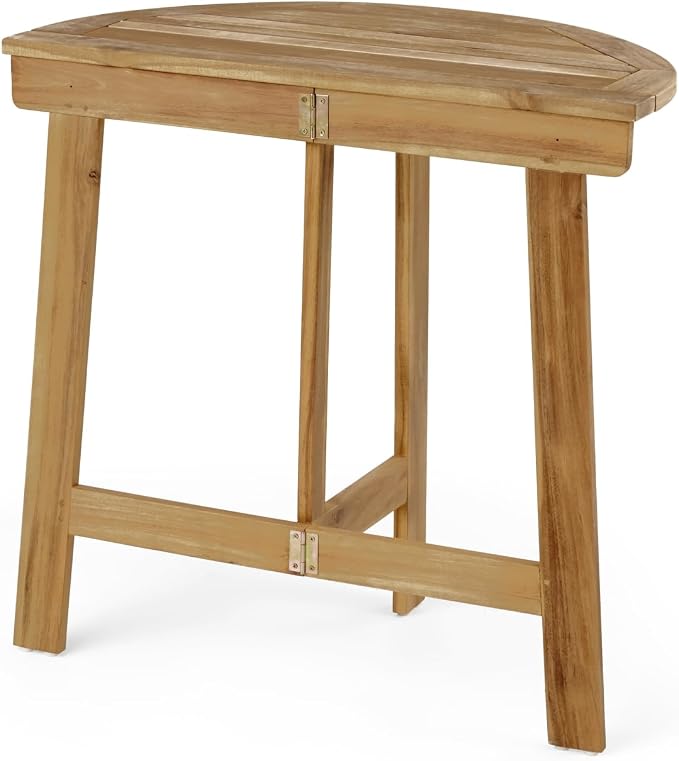 Geelife Outdoor Half-Round Folding Acacia Wood Bistro Table