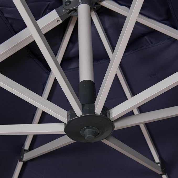 Cantilever Patio Umbrella with Cross Base and Cover Included - 360° Rotation Large Heavy Duty Offset Outdoor Umbrella with Easy Tilt for Pool Backyard Deck Garden (11x11 FT Navy Blue)