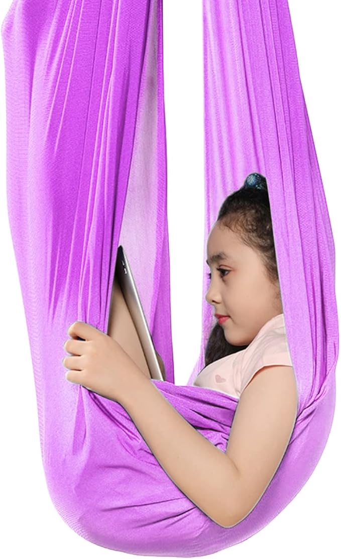 Sensory Swing for Adults Therapy Swing for Kids Indoor Outdoor Soothing Calming Snuggle Hammock Durable Soft Fabric Swing Help Children with Sensory Needs