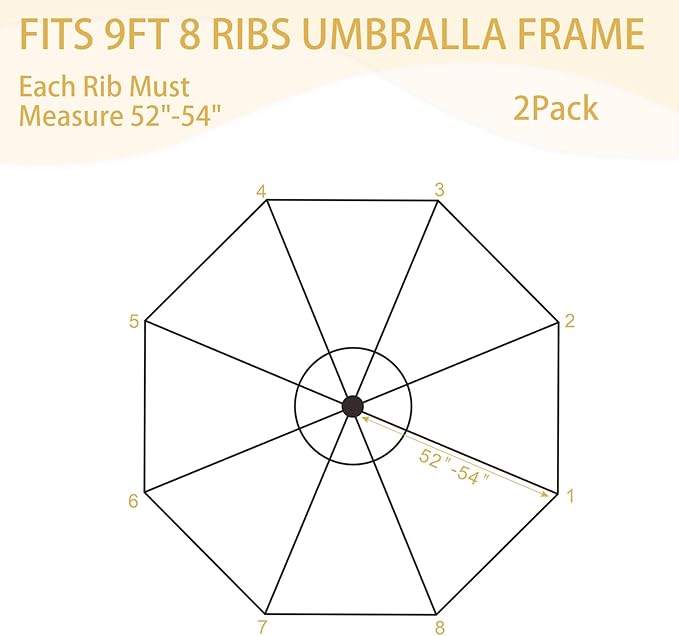 Goodgoods 9ft Patio Umbrella Replacement Canopy Market Umbrella Top Outdoor Umbrella Canopy (2pcs/package)