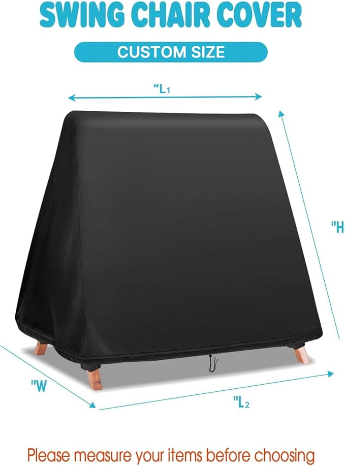Outdoor Swing Cover,Waterproof Porch Swing' Covers,Patio A-Frame Protector for Glider Hammock,Windproof and Sun-Protect with Drawstring and Buckles(Custom Size)