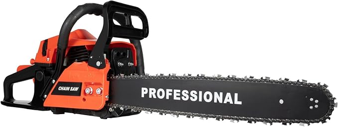 58CC Gas Chainsaw, 2-Stroke Handed Gasoline Chainsaw Engine Craftsman Chainsaw Bar Powered Engine w/Air Filter for Trees Gas Powered Farm, Ranch and Garden Tool