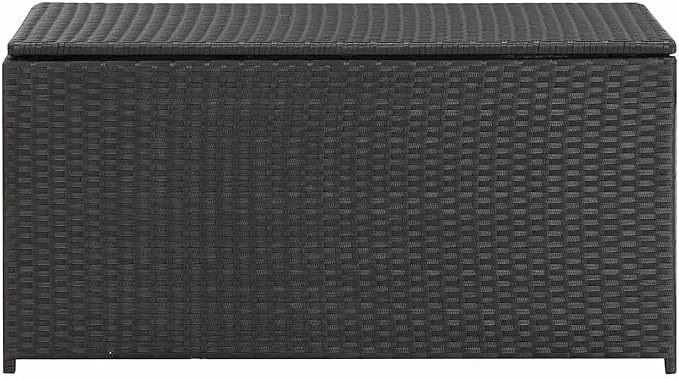 Patio Storage Box, 39.4x19.7x19.7 Inch Outdoor Deck Box with Gas Lift Lid, PE Rattan Garden Organizer Bin with Waterproof Liner for Cushions and Pool Supplies, Black