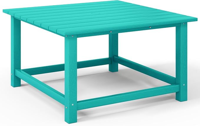 Costaelm Outdoor Kids Table, Toddler Dinner Table Baby Desk Outdoor Childrens Party Tables for Arts & Crafts, Snack Time, Multi-Activity Desk for Ages 2-8 in Classroom/Outside, Turquoise