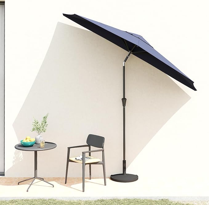 Helios&Hestia 9 ft Small Half Round Wall Outdoor Market Patio Umbrella with Tilt and Crank for Garden, Deck, Balcony