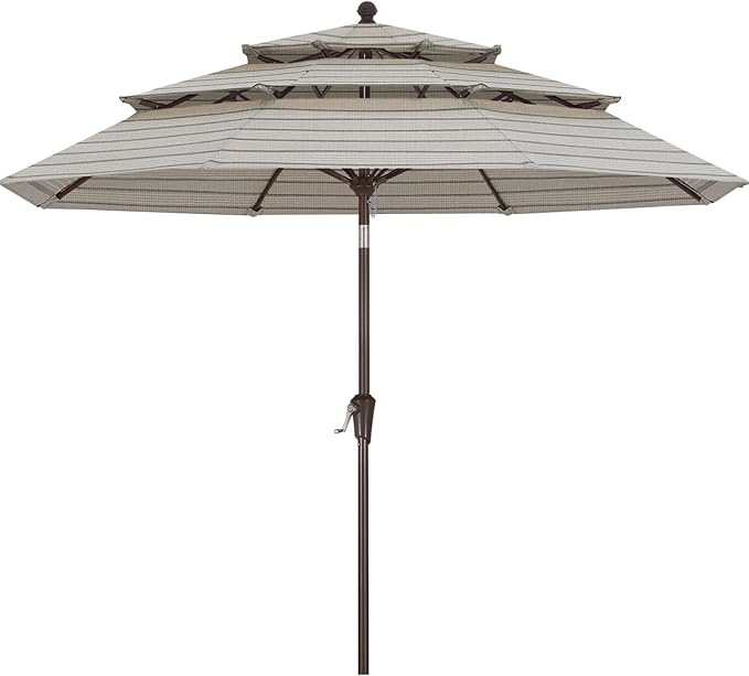 ABCCANOPY 5-Year 10-Year No Fading 9FT 3 Tiers Patio Umbrella, Outdoor Table Umbrella with 8 Sturdy Ribs for Deck, Backyard, Garden, Yard