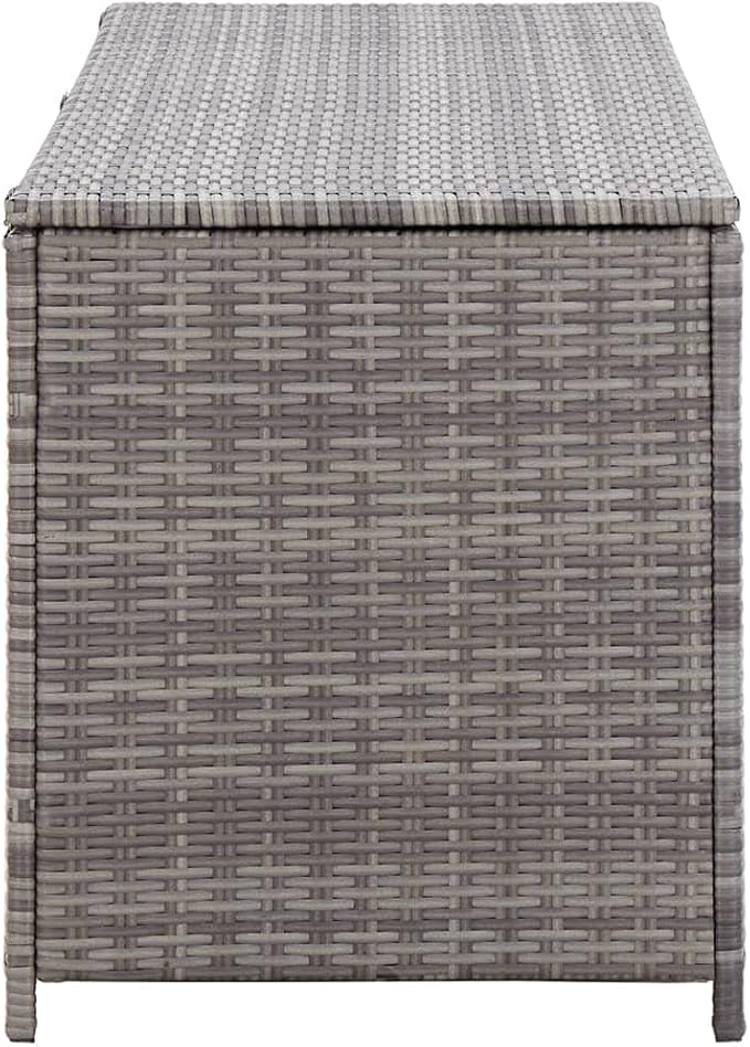 (Fast Shipments) Deck Storage Container, Organization & Outdoor Storage Container for Patio Furniture Pillows, Garden Tools Garden Storage Box Gray 47.2"x19.7"x23.6" Poly Rattan