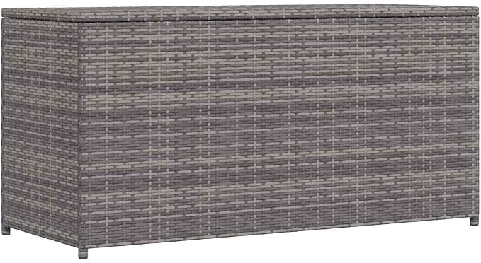 Patio Storage Box Gray 47.2"x19.7"x23.6" Weather Resistant Resin Wicker Chest with Lid for Outdoor Patio Deck, Garden, Backyard Furniture and Pool Toy Organizer Bench