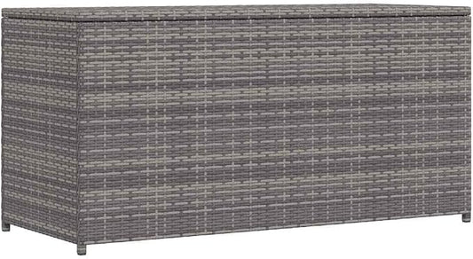 Patio Storage Box Gray 47.2"x19.7"x23.6" Weather Resistant Resin Wicker Chest with Lid for Outdoor Patio Deck, Garden, Backyard Furniture and Pool Toy Organizer Bench