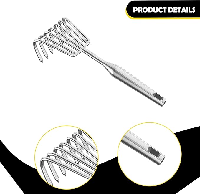 Hand Rake Stainless Steel Heavy Duty Garden Rake Weeding Tool Ergonomic Claw Rake Soil Tiller Portable Planting Rake Suitable for Flower Beds Yard Wor , 7 Tine