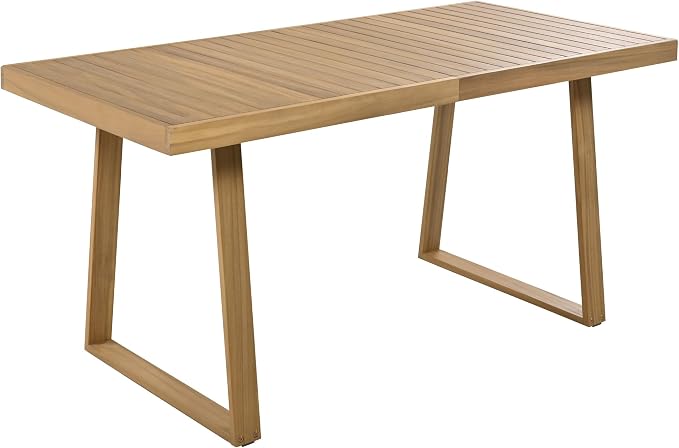 Modern 5 Pieces Patio Dining Table Set, Acacia Wood Dining Table and 4 Chairs,Outdoor Indoor Furniture Set for Garden, Backyard, Balcony (Beige)
