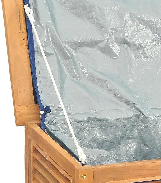 Patio Storage Box with Bag 78.7"x19.7"x21.7" Solid Wood Teak, Patio Storage Boxes