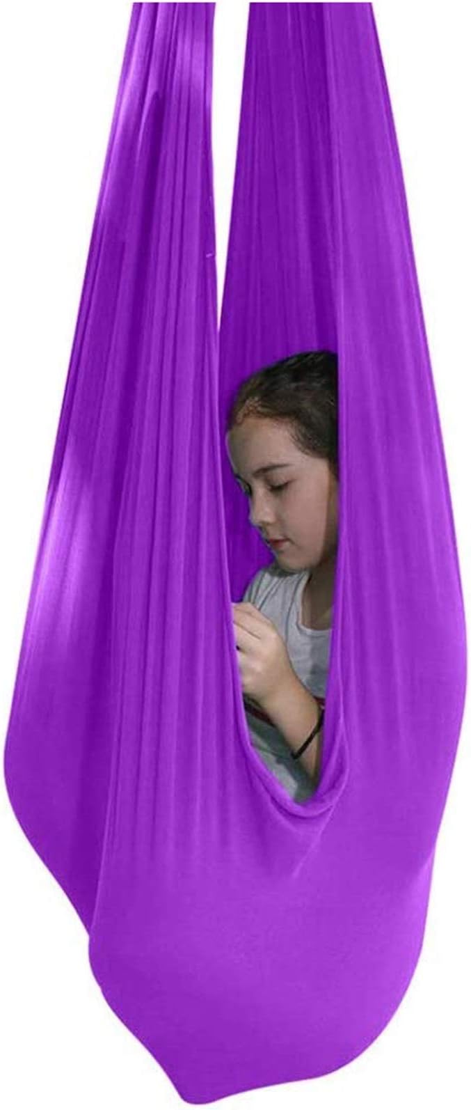 Multifunctional Elastic Hammock Kids Children Hanging Indoor Cuddle Swing Seat Aerial Yoga Hammock for Autism ADHD ADD (Color : Purple, Size : 150 x 280 cm (L x W).)