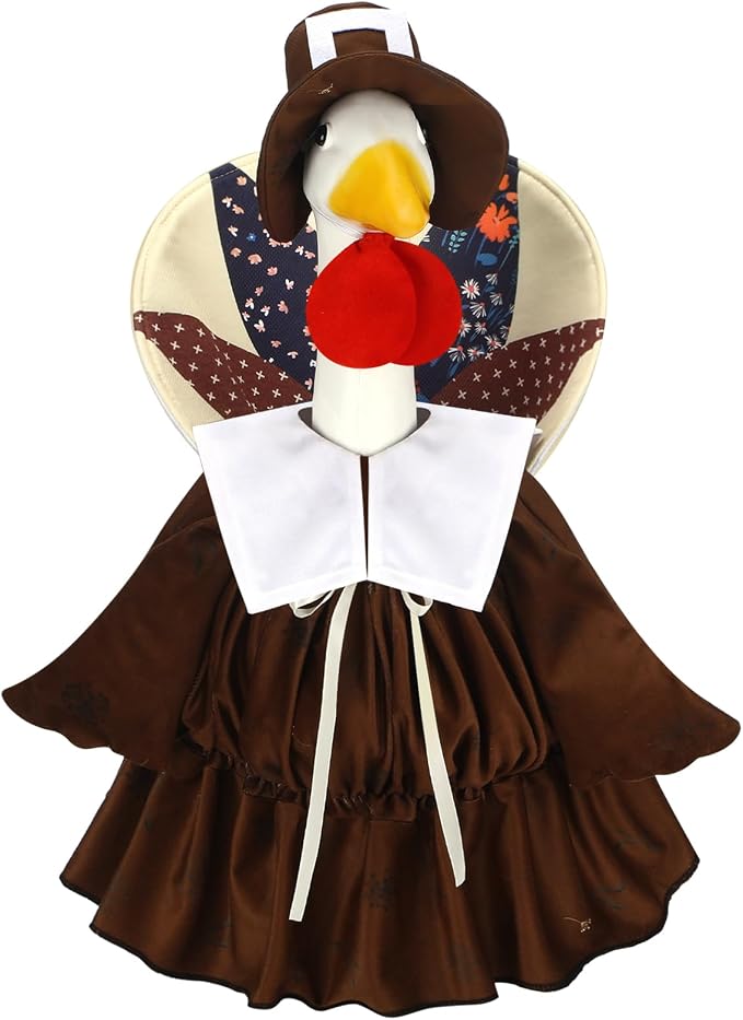 Suzile Thanksgiving Goose Outfit Dresses Clothes for 23" High Cement or Plastic Porch Goose Costume for Yard Lawn Outdoor Garden Patio Statue Xmas Santa Holiday Decor