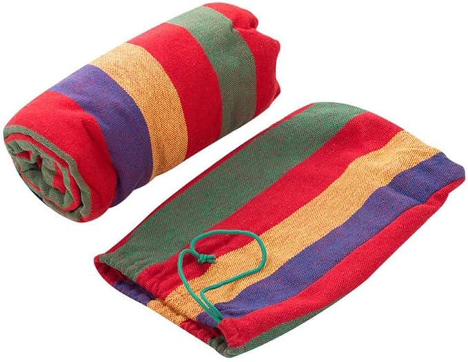 Abaodam Double Thickened Canvas Outdoor Hammock Swing for Two with Two Binding Ropes and Carry Bag, 280X150Cm Red, Camping Hanging Sleeping Bed for Patio and Backyard