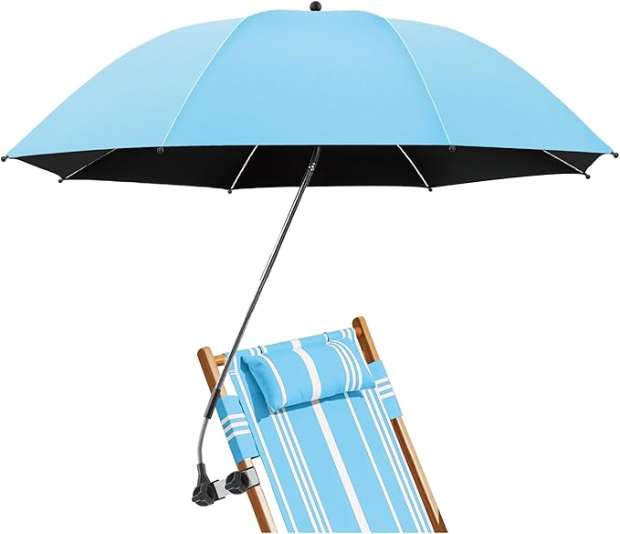 Beach Umbrella, 360 ° Chair Umbrella with Clamp, UPF50+ Shade for Beach, Sand, Patio, Yard (Not Includ Chair)