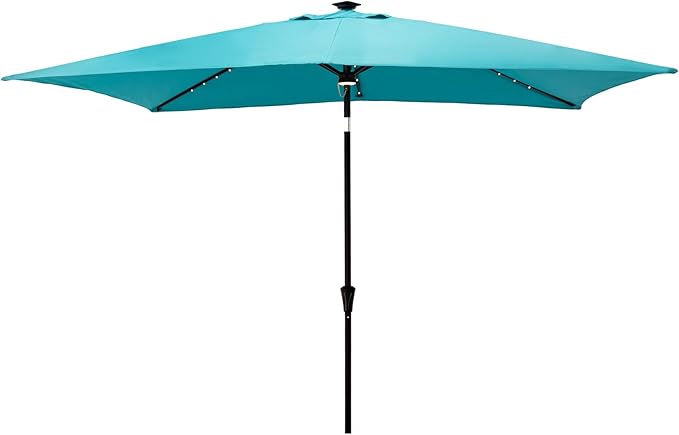 C-Hopetree Rectangular Outdoor Patio Market Umbrella with Solar LED Lights 6.5 x 10 ft