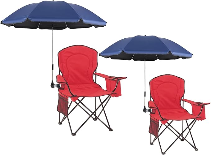 2 Pack Classic 46 Inch D-Blue Portable Umbrellas with Universal Clamp for Patio, Beach, Wheelchair, Golf Carts (Excluding chairs)