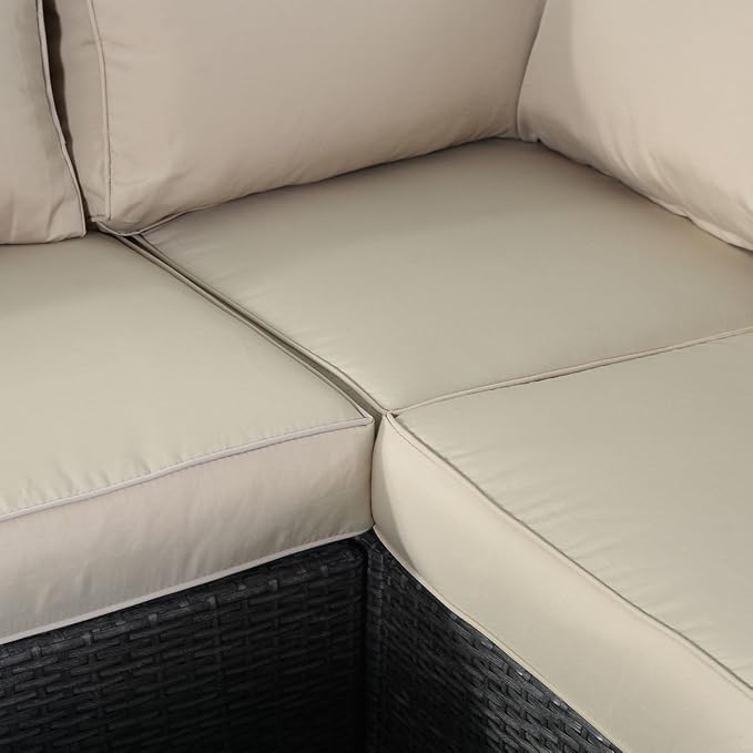 Tangkula Outdoor Furniture 4 Piece, Sectional Sofa with Coffee Table All-Weather Proof Heavy Duty Steel Frame Couch Set for Garden, Balcony, Poolside, Patio, Grey Conversation Set