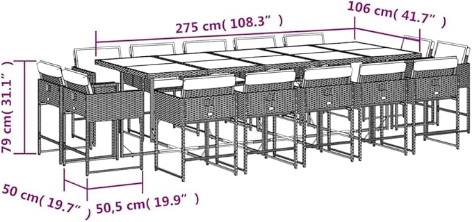 14-STK. Patio Dining Set Black and Cream White Outdoor Furniture Set Blends Style and Function for Outdoor Entertaining
