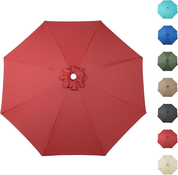 COWVIE Umbrella Canopy Replacement for 8 Ribs Patio Umbrella, Outdoor Table Parasol Replacement for Yard, Canopy Only