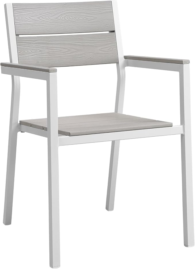 Lexmod Maine 9 Piece Outdoor Patio Dining Set in White Light Gray