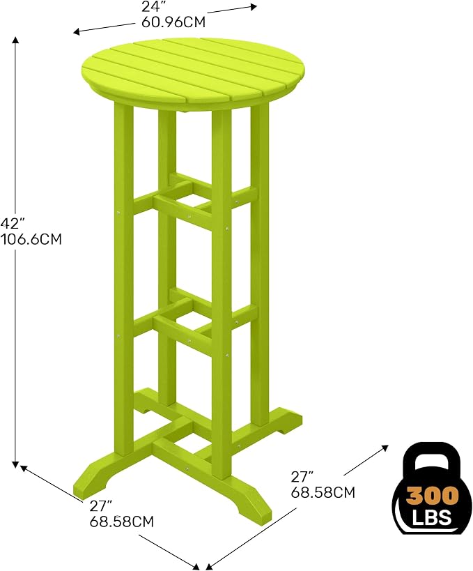 Costaelm Outdoor Bar Table, 42" Counter Height Round Patio Cocktail Bar Table, Patio Bar Table Bistro Dining Table Pub Table for Front Porch Deck, Backyard, Garden, Lime