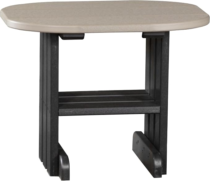 LuxCraft Poly Small Table Stand, Outdoor Side Tables for Patio, Weatherproof Patio End Table for Outside, Eco Friendly and UV Resistant HDPE - Amish Made in USA (Weatherwood & Black)