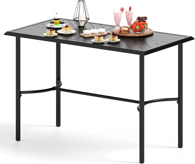 Sophia & William Outdoor Patio Bar Table Metal Bar Height Table Rectangular Dining Table for Garden, Backyard, Lawn and Poolside